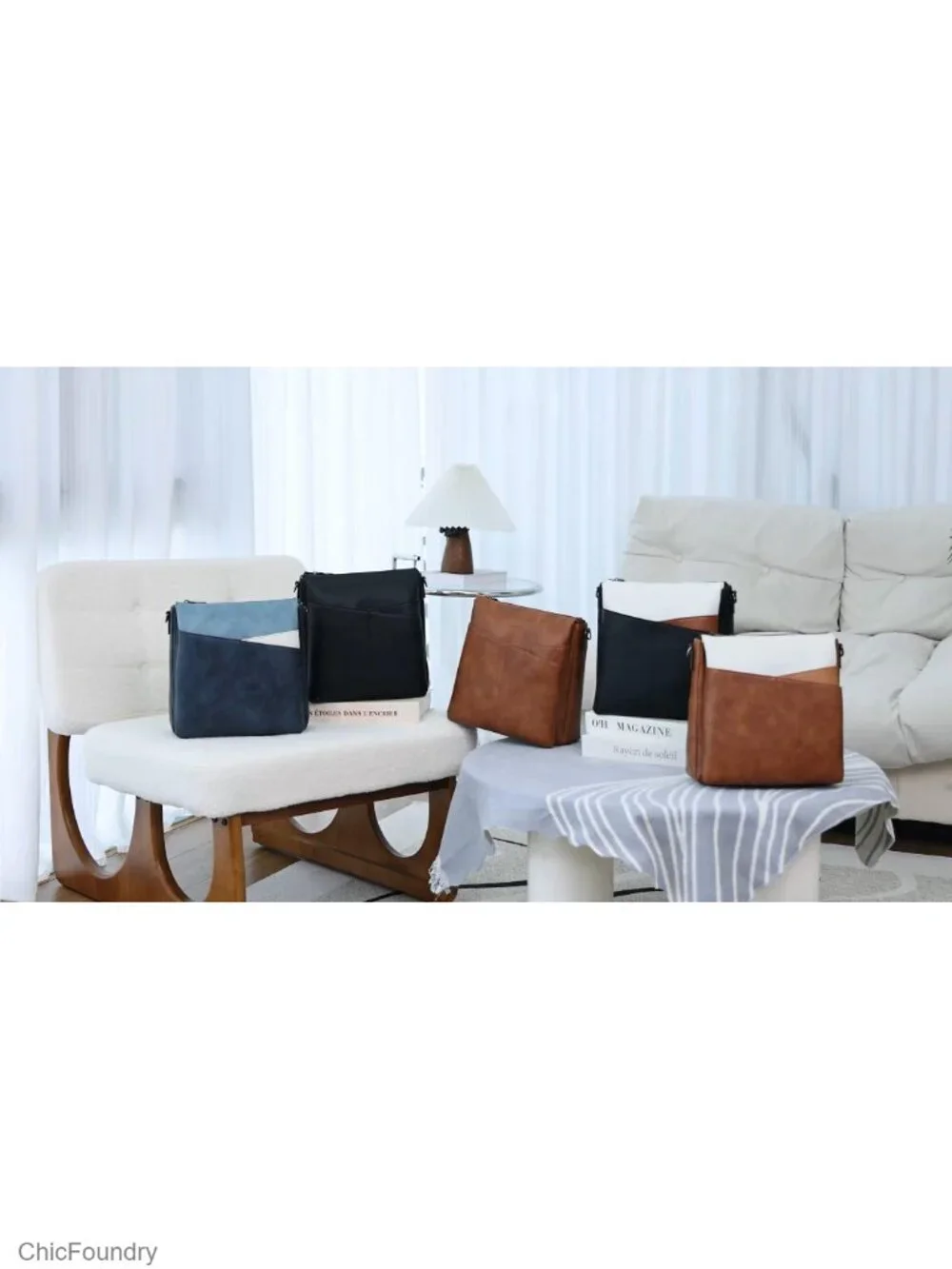 Medium Vegan Leather Crossbody Bag Dual Pockets Travel Purse